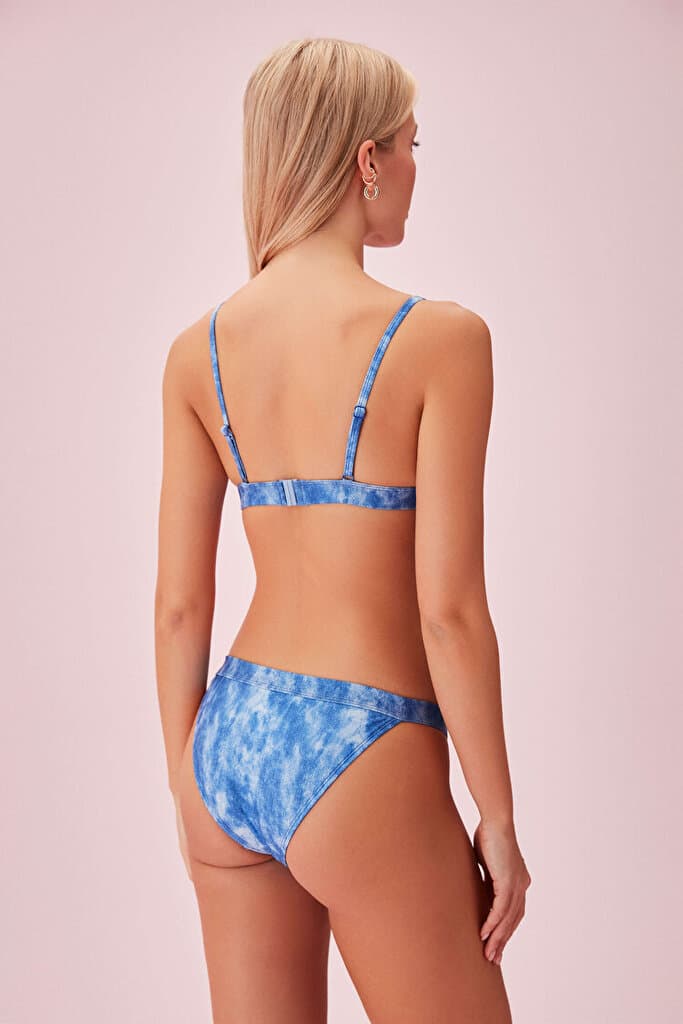 SUWEN Triangle Denim Printed Bikini Top - Denim Print - 36 4