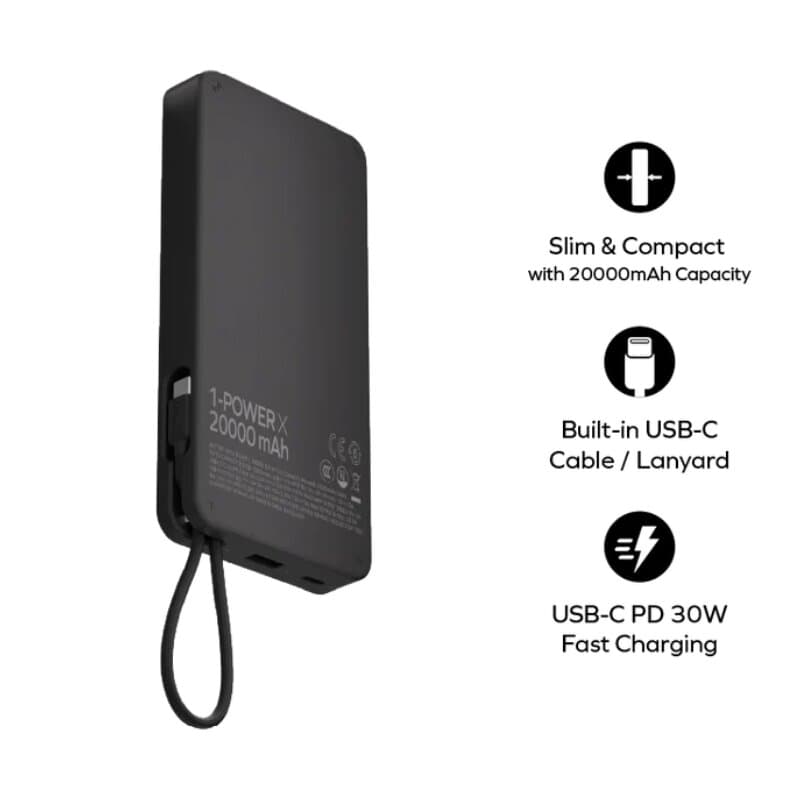 Momax Power X Power Bank 20000mAh With Built-In USB-C Cable 3