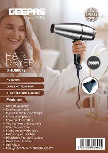 Geepas Hair Dryer 2000W - GHD86072 6