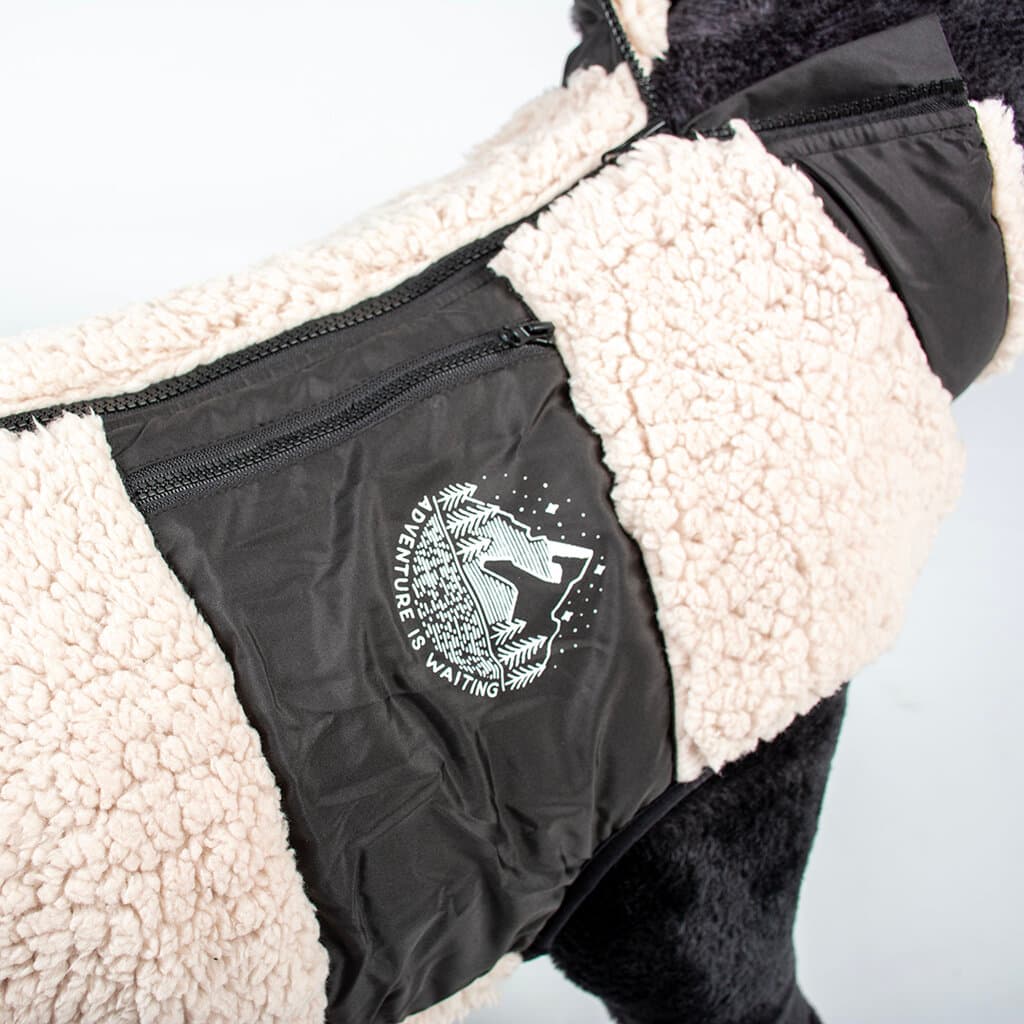 Dog jacket sheep skin black/white - XS 4