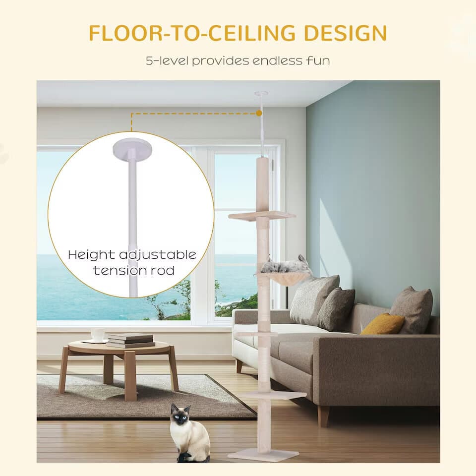 Pawhut Cat Scratching Tree - 260cm 2