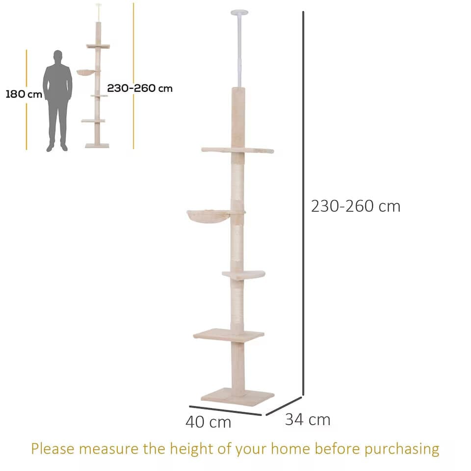 Pawhut Cat Scratching Tree - 260cm 4