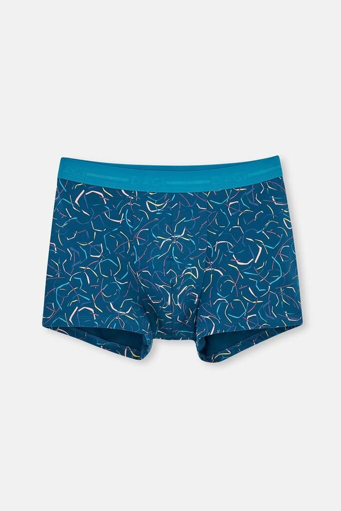 Dagi Dark Blue Cotton Patterned Boxer Shorts