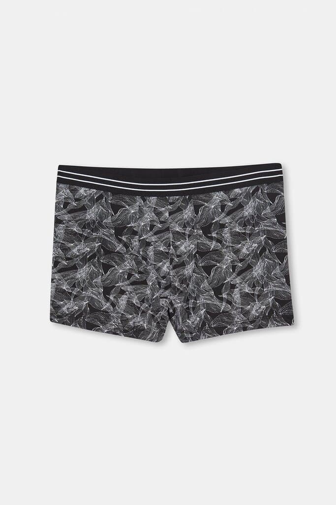 Dagi Black Patterned Compact Cotton Boxer Shorts