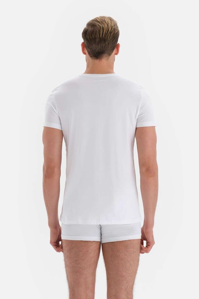 Dagi Men's White Crew Neck Undershirt 2