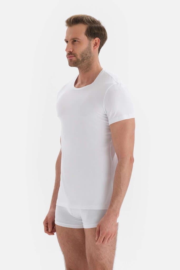 Dagi Men's White Crew Neck Undershirt 4