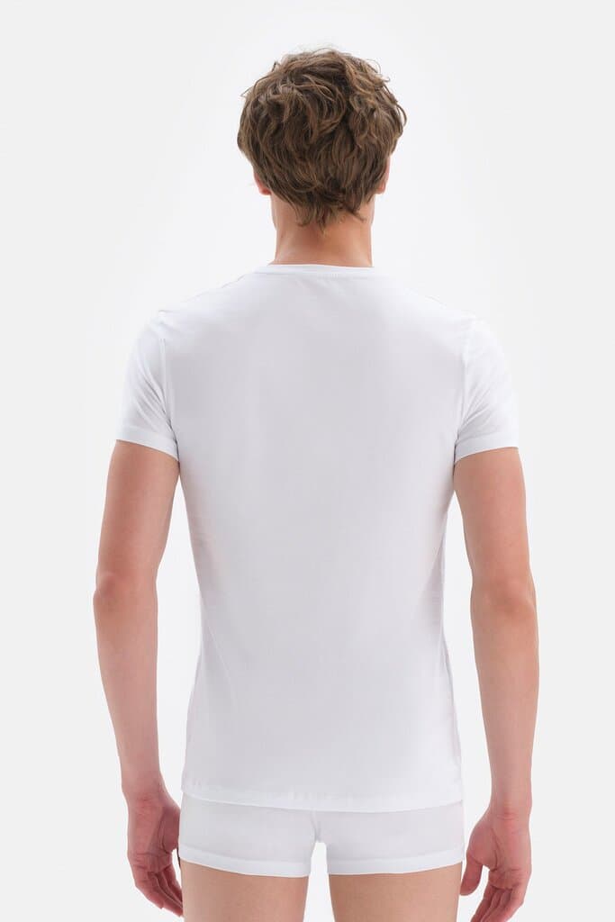 Dagi Men's White Cotton V-Neck Undershirt 2