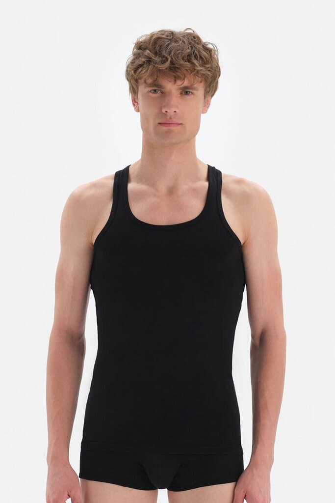 Dagi Men's Black Cotton Compact Sports Tank Top