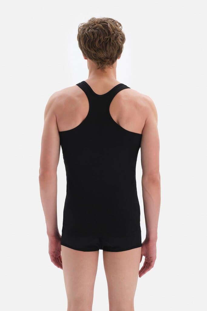 Dagi Men's Black Cotton Compact Sports Tank Top 2