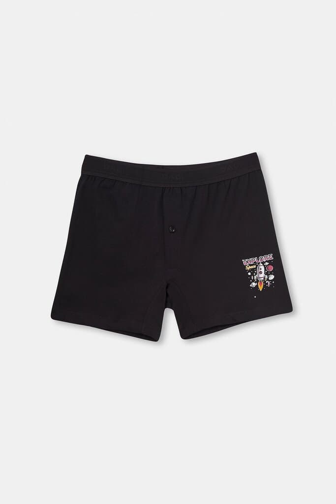 Dagi Black Printed Cotton Boxer Shorts