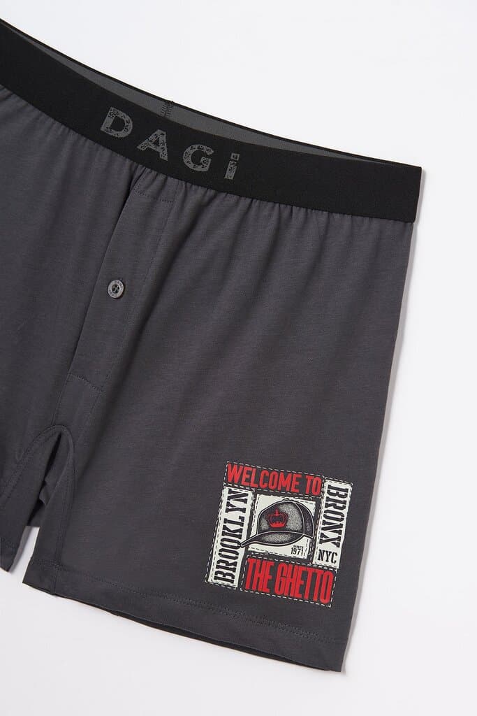Dagi Anthracite Printed Cotton Boxer Shorts 2