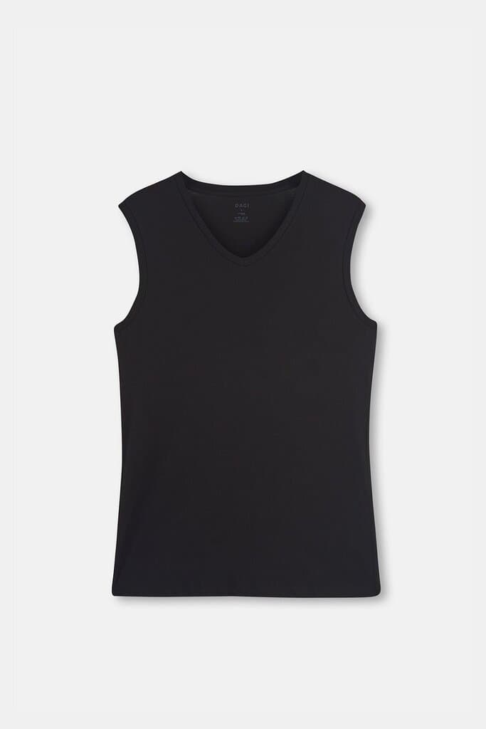 Dagi Men's Black V-Neck Sleeveless 2-Pack Undershirts 2