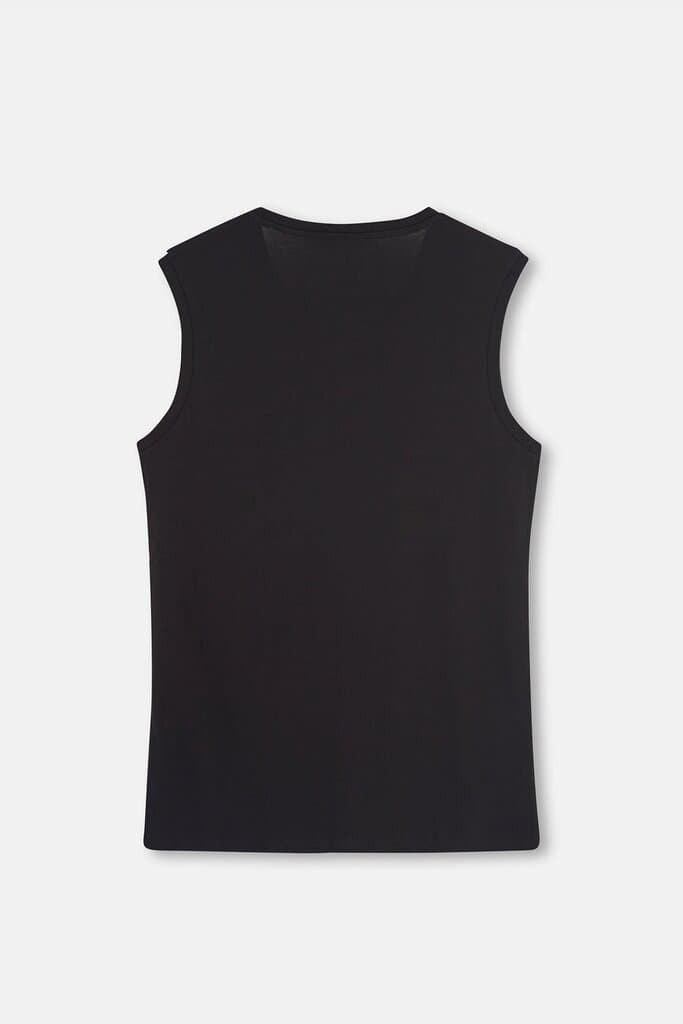 Dagi Men's Black V-Neck Sleeveless 2-Pack Undershirts 3
