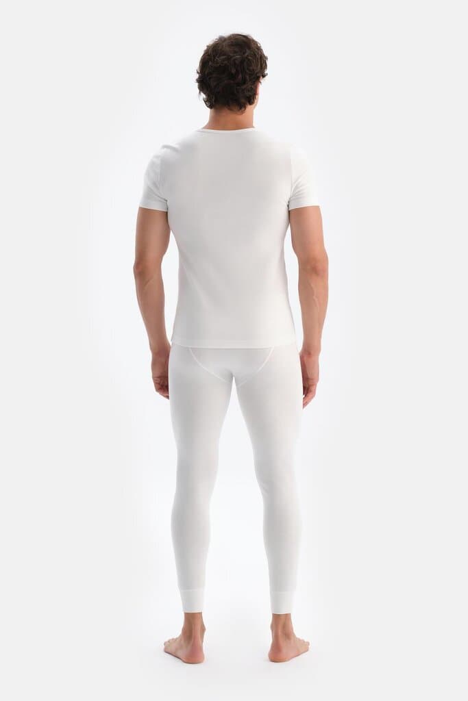 Dagi Men's Ecru V-Neck Short Sleeve Thermal Undershirt 2