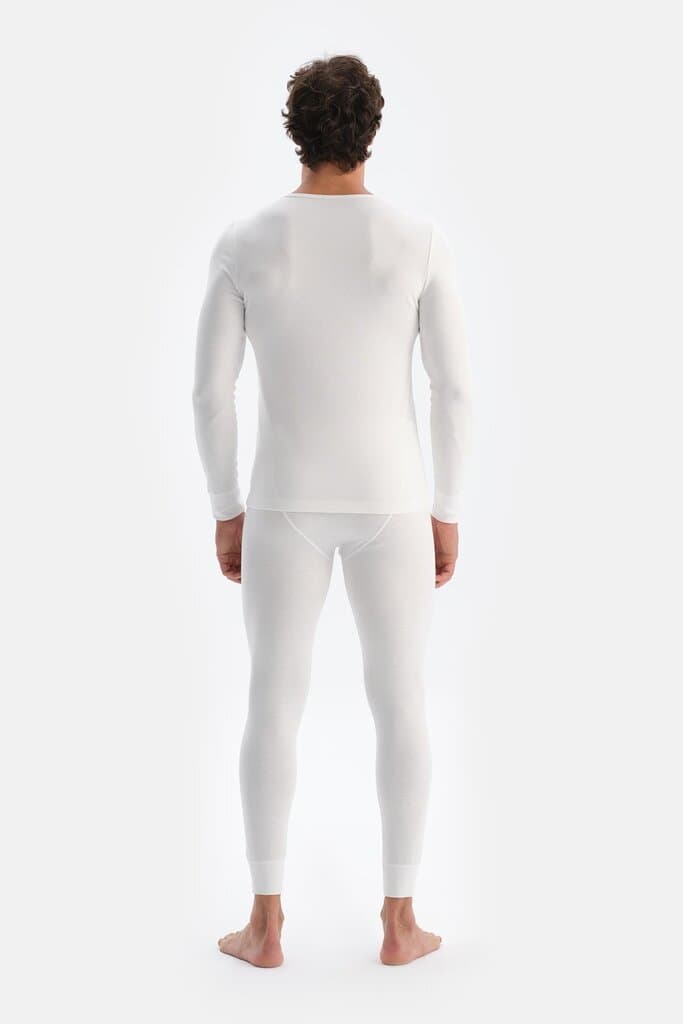 Dagi Men's Ecru Crew Neck Long Sleeve Thermal Top 2