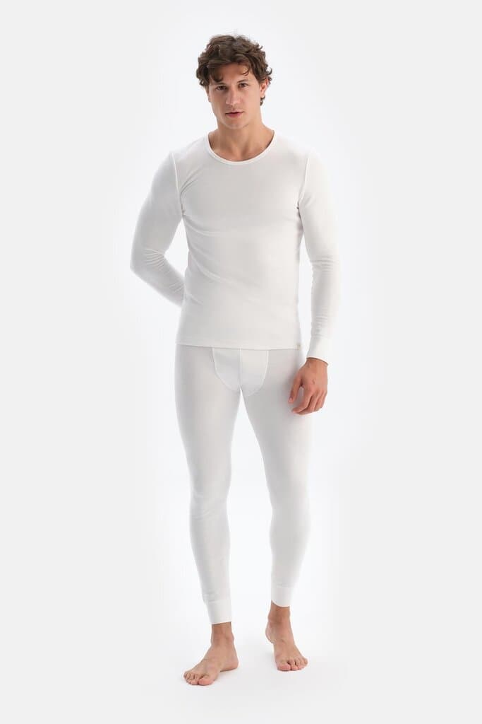 Dagi Men's Ecru Crew Neck Long Sleeve Thermal Top 4