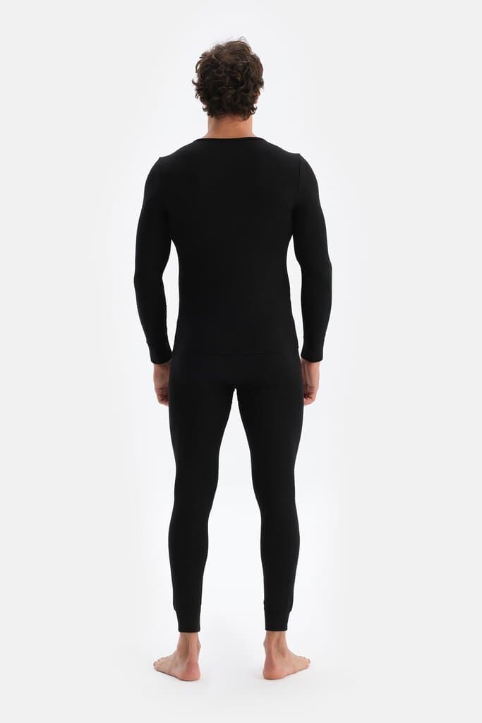 Dagi Men's Black Crew Neck Long Sleeve Thermal Undershirt 2
