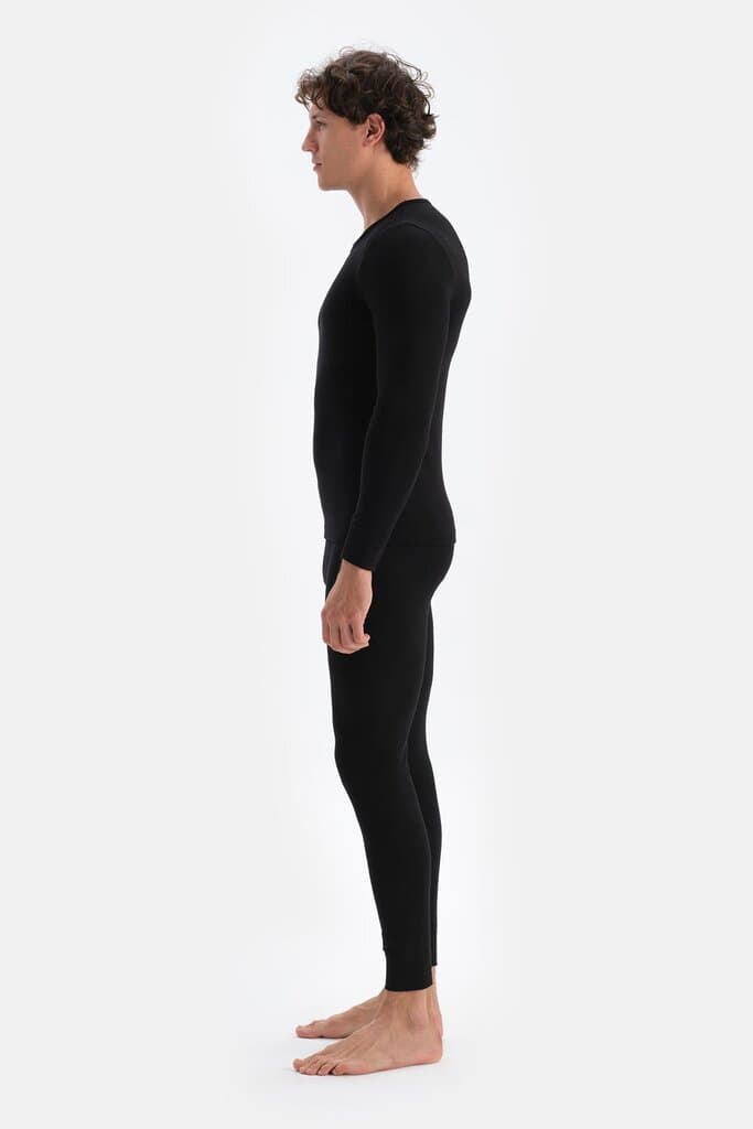 Dagi Men's Black Crew Neck Long Sleeve Thermal Undershirt 3