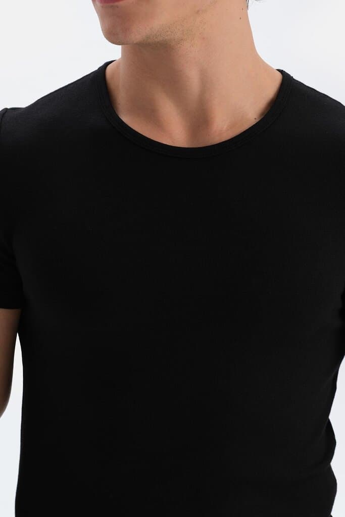 Dagi Men's Black Crew Neck Short Sleeve Thermal Undershirt 5