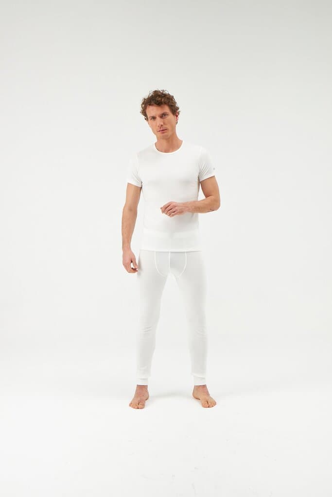 Dagi Off-White Crew Neck Short Sleeve Men's Thermal Undershirt