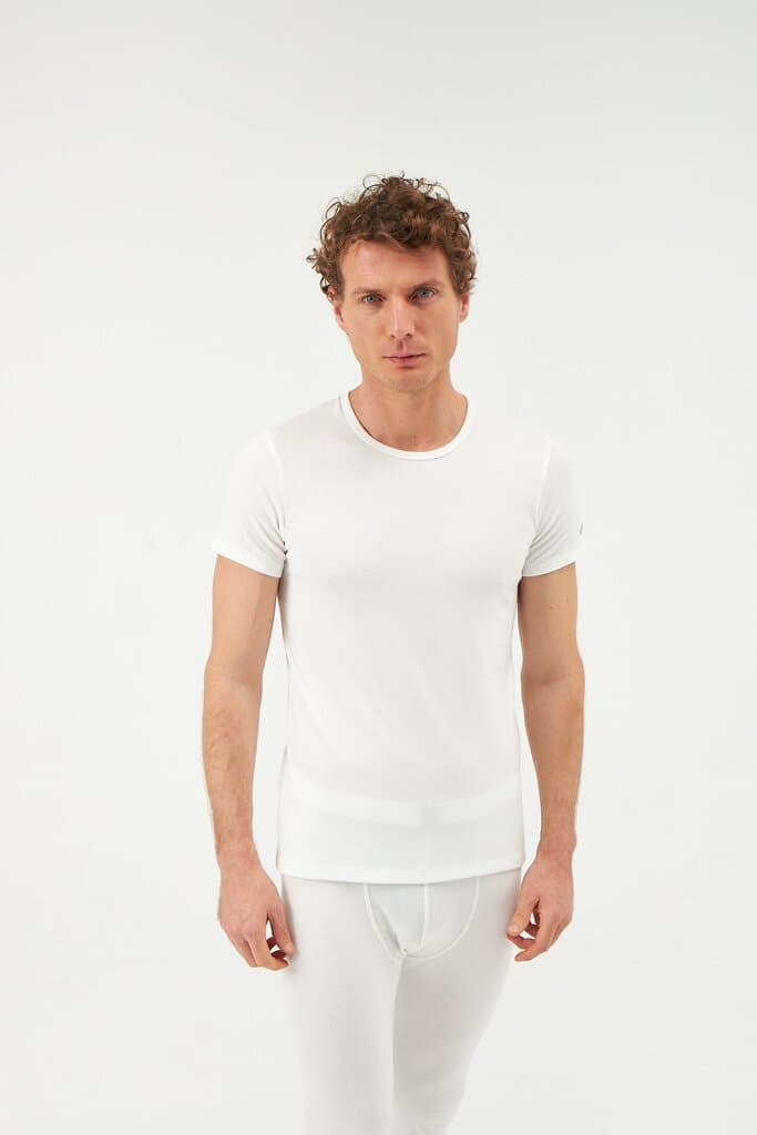 Dagi Off-White Crew Neck Short Sleeve Men's Thermal Undershirt 2