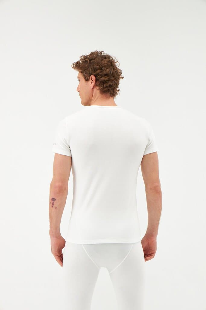 Dagi Off-White Crew Neck Short Sleeve Men's Thermal Undershirt 4