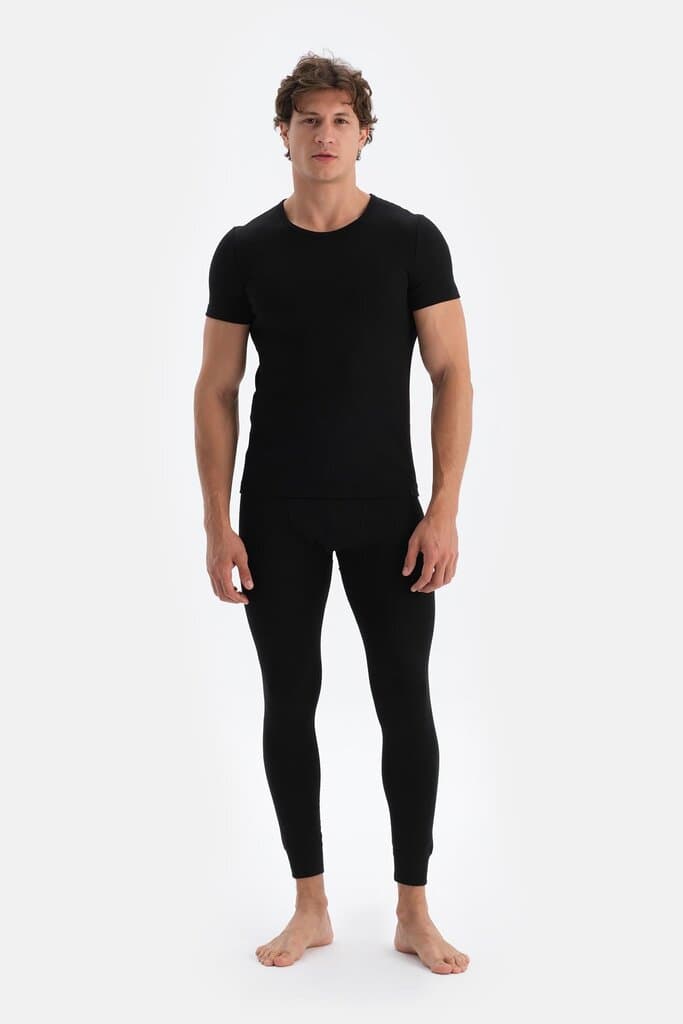 Dagi Men's Black Crew Neck Short Sleeve Thermal Undershirt 4