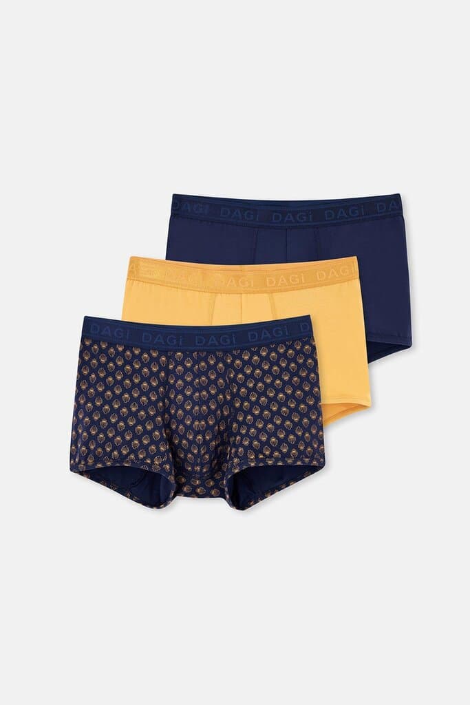 Dagi Navy Blue Micro Modal Patterned 3-Pack Boxer Shorts
