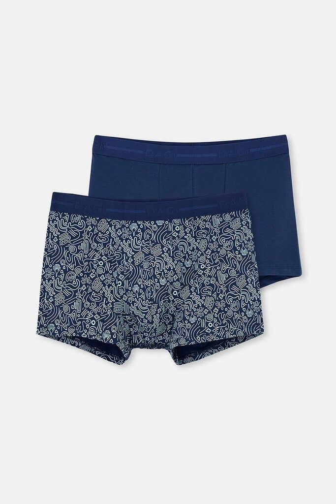 Dagi Navy Blue Cotton Patterned Boxer Shorts (2-Pack)