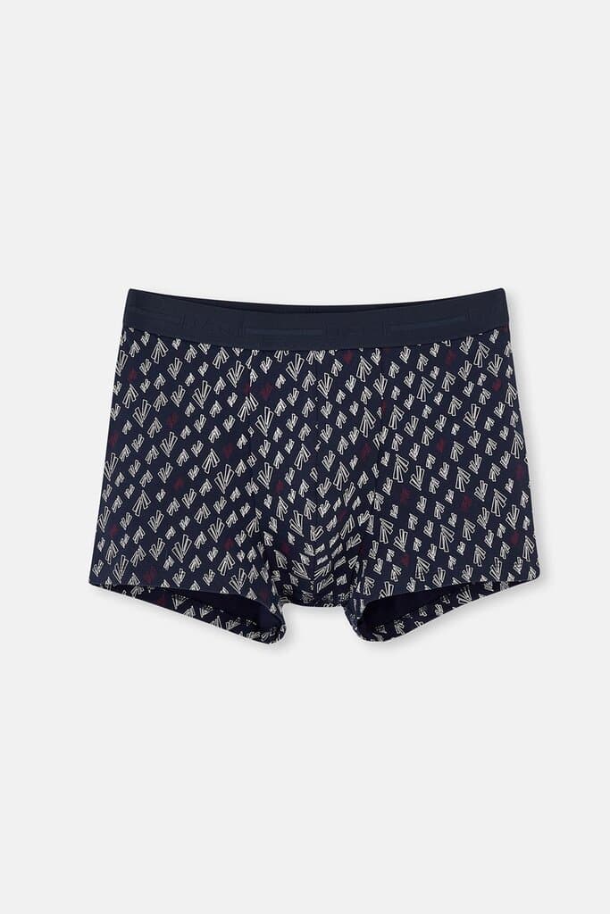 Dagi Red and Navy Blue Cotton Patterned 2-Pack Boxer Shorts 3