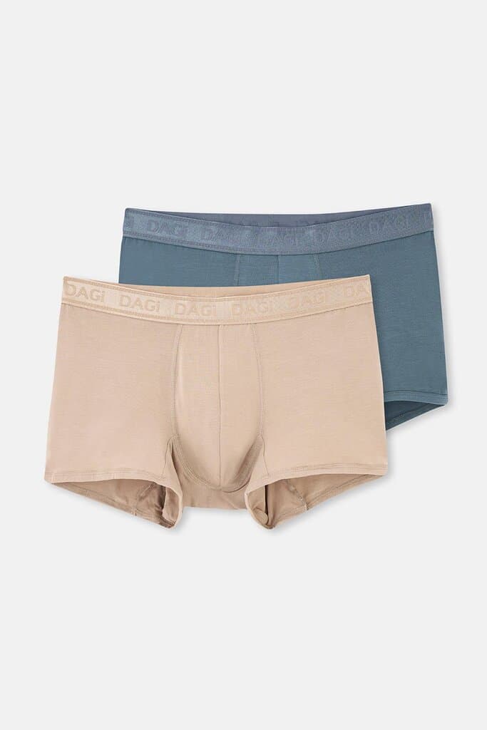 Dagi Beige-Indigo 2-Pack Micro Modal Boxer Shorts