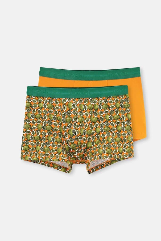Dagi Orange D-Men Cotton Patterned 2-Pack Boxer Shorts