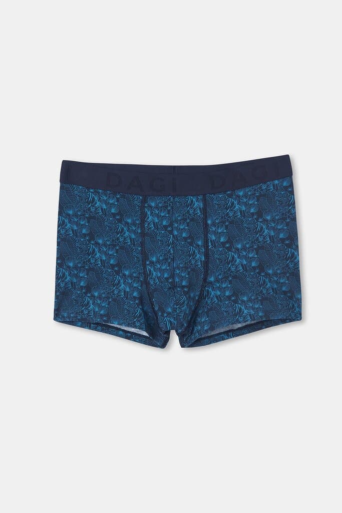 Dagi Petrol Blue D-Men Petrol Patterned Compact Cotton Boxer Shorts