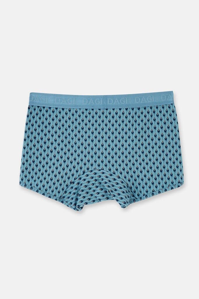 Dagi Light Blue-Navy Blue 4210 3-Pack Patterned Micro Modal Boxer Shorts 4