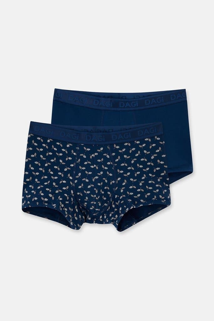 Dagi Navy Blue 4210 2-Pack Patterned MicroModal Boxer Shorts