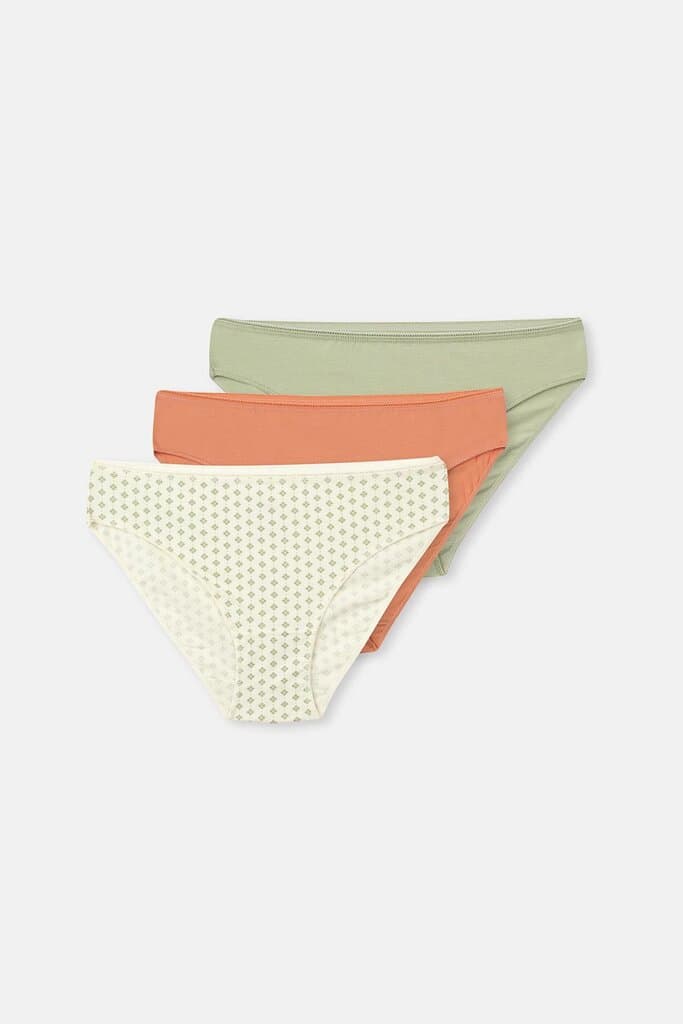 Dagi Women's 3-Pack Salmon-Green Patterned Briefs