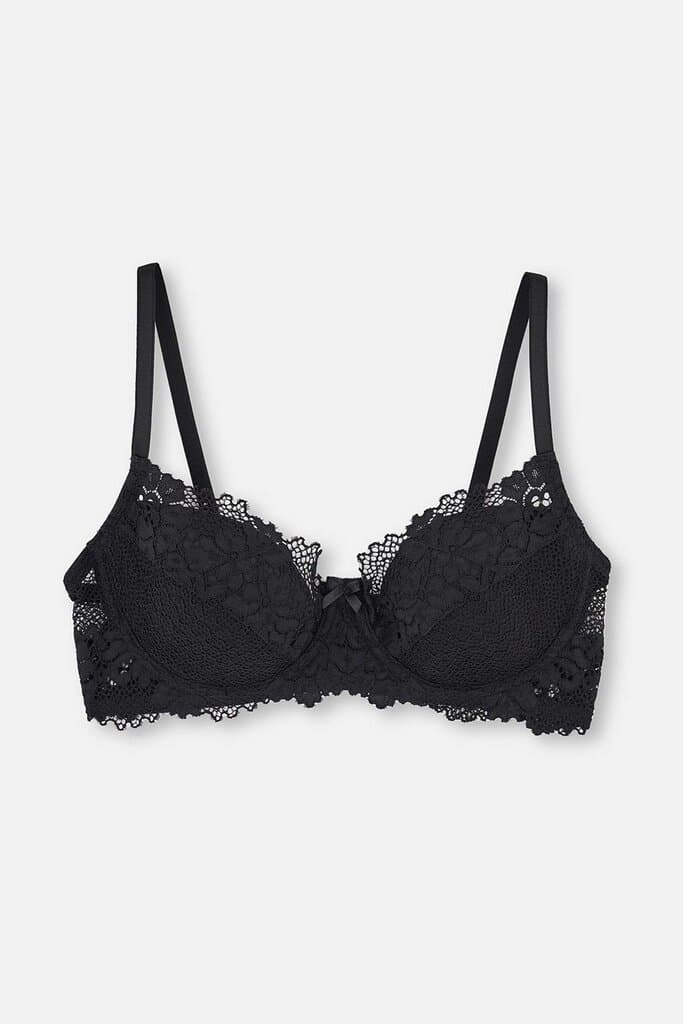 Dagi Black Underwire Lace Bra with No Padding