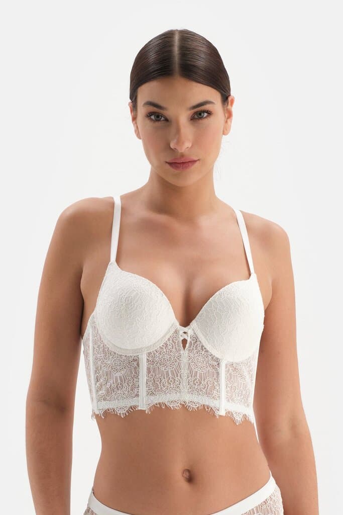Dagi White Padded Underwired Lace Bralette