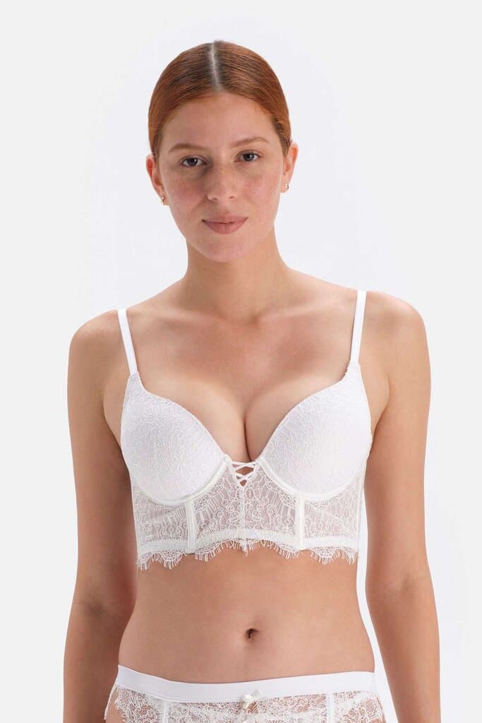 Dagi White Padded Underwired Lace Bralette 7