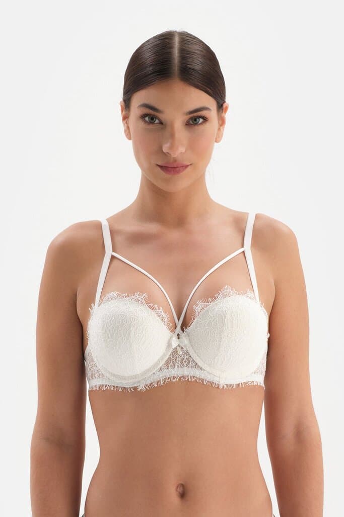 Dagi White Padded Underwire Lace Detail Bra