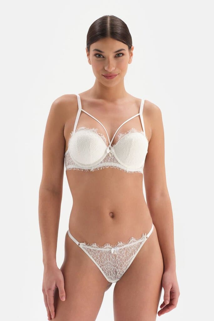Dagi White Padded Underwire Lace Detail Bra 5