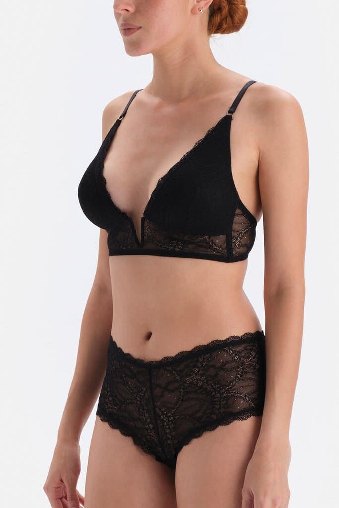 Dagi Black Balconette Soft Lace Detail Bra 4