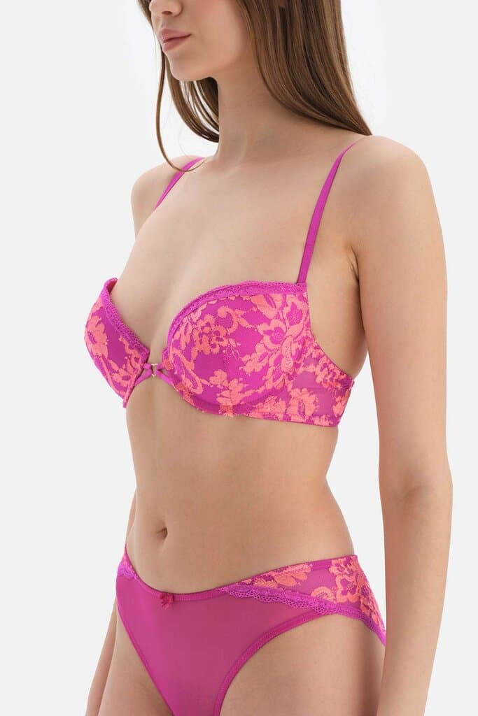 Dagi Pink Heart Detail Underwire Lace Bra 4