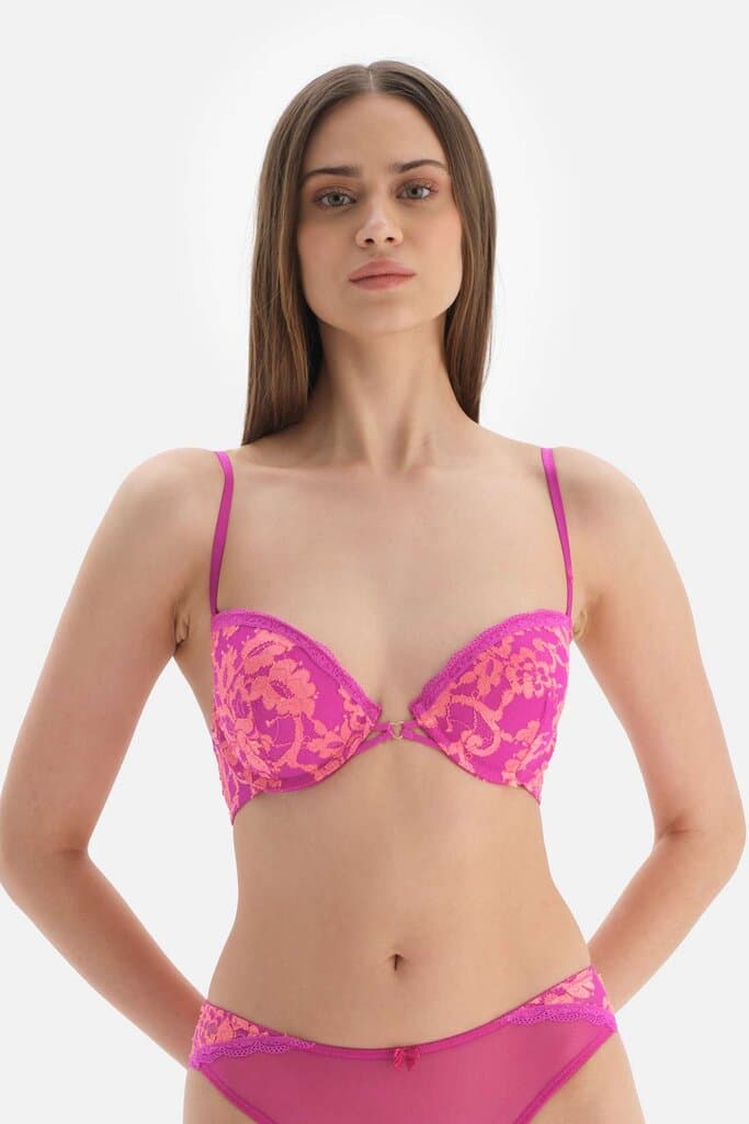Dagi Pink Heart Detail Underwire Lace Bra 2