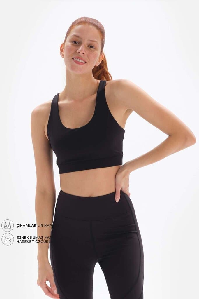 Black Dagi Active Cross-Back Sports Bra