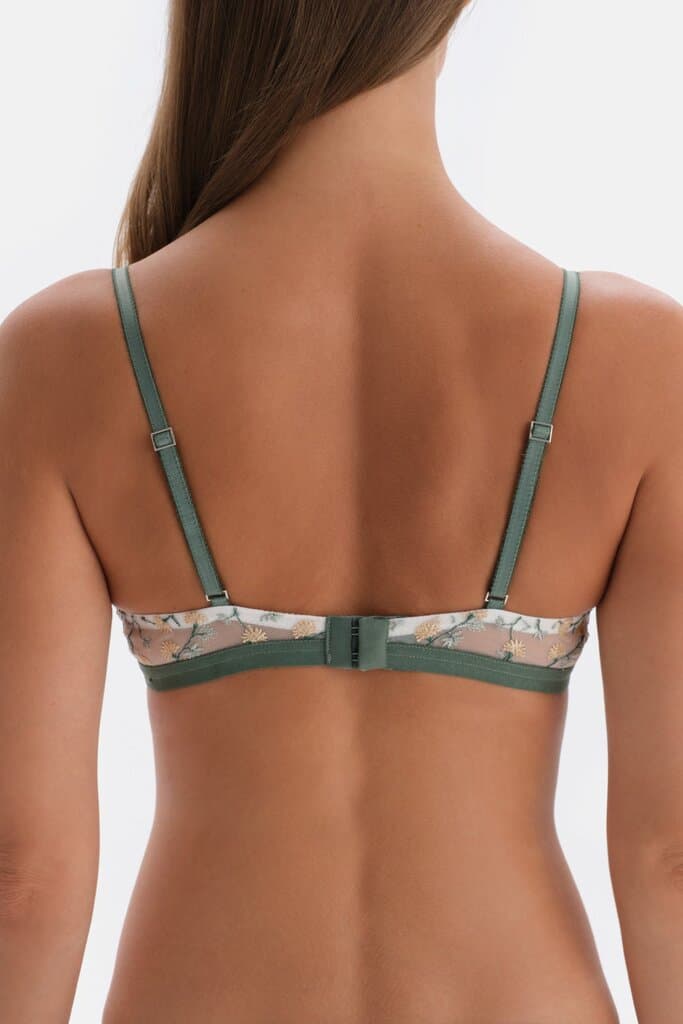 Dagi Cream Colored Bralette with Floral Embroidery Detail 3