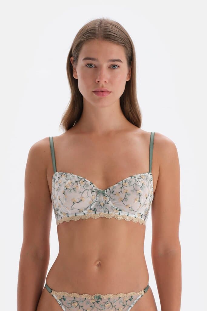 Dagi Beige Floral Embroidered Balconette Bra 6