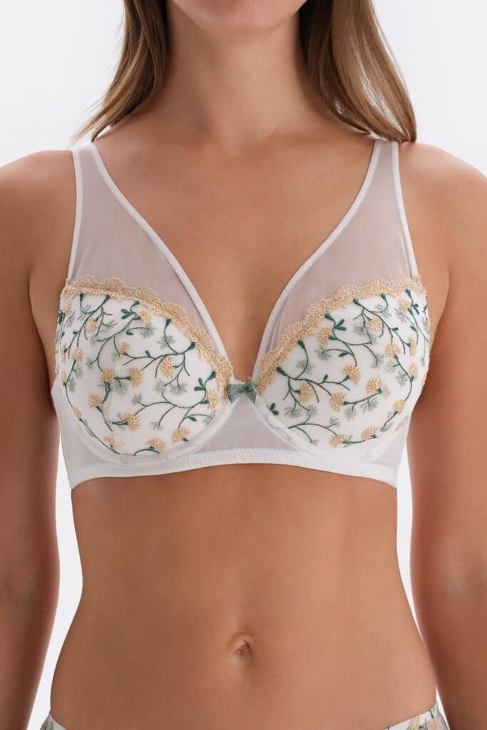 Dagi Unlined Bra with Ecru Floral Embroidery Details 5