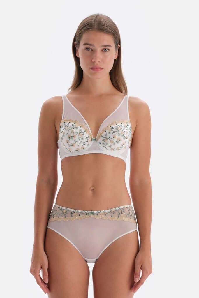 Dagi Unlined Bra with Ecru Floral Embroidery Details 6