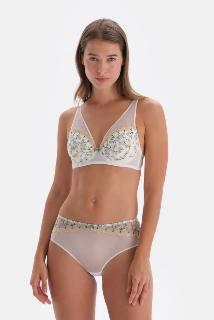 Dagi Unlined Bra with Ecru Floral Embroidery Details 8